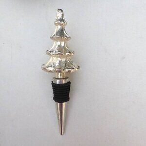 NEW SILVER CHRISTMAS TREE HOLIDAY BOTTLE STOPPER